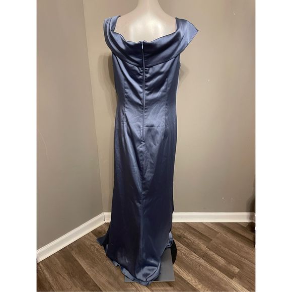 RICKIE FREEMAN FOR TERI JON Off-Shoulder Ruched Taffeta Gown - Picture 8 of 9